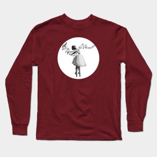 Ballerina Dancer, Black & White Long Sleeve T-Shirt